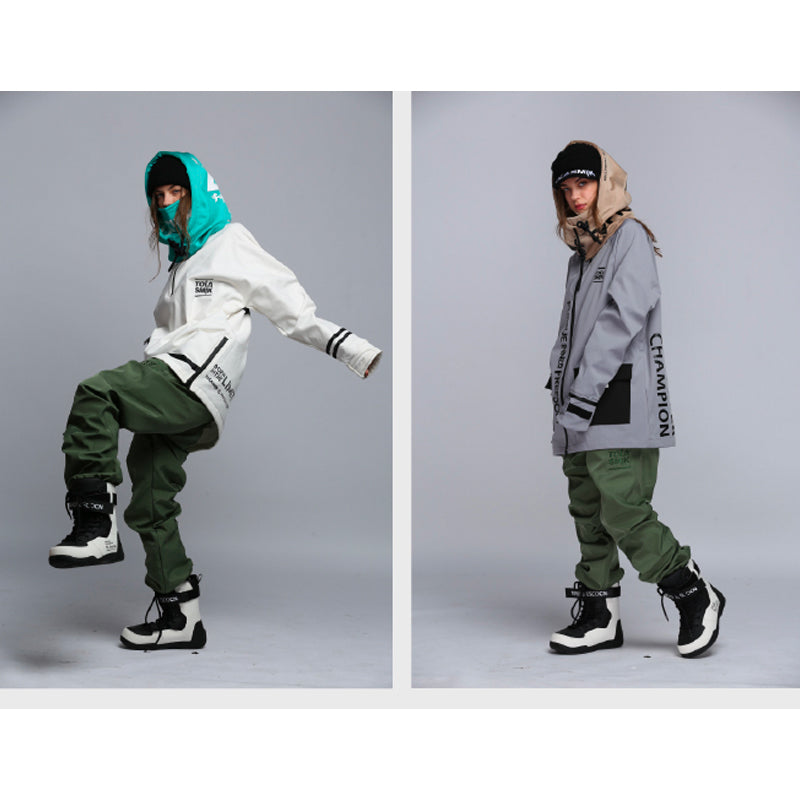 Tolasmik Snowboard Cargo Pants Extra Thick and Warm Waterproof Narrow Mouth Pants