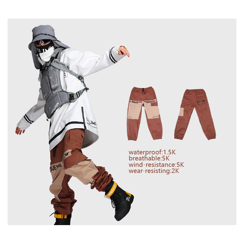 Tolasmik Snowboard Cargo Pants Extra Thick and Warm Waterproof Narrow Mouth Pants