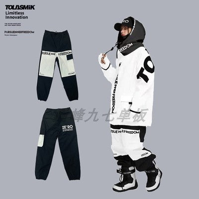 Tolasmik Snowboard Cargo Pants Extra Thick and Warm Waterproof Narrow Mouth Pants
